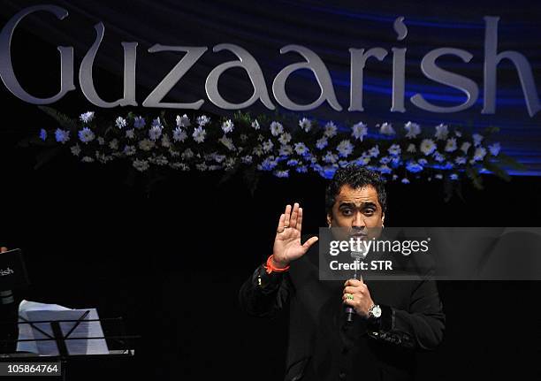 Indian Bollywood singer Kunal Ganjawala performs during a musical evening featuring the soundtrack of upcoming Hindi film �Guzaarish� by Bollywood...