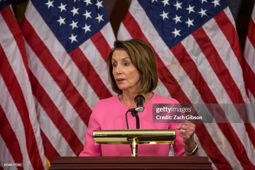 Democratic House Minority Leader Nancy Pelosi (D-CA) Holds News Conference Day After Midterm Elections