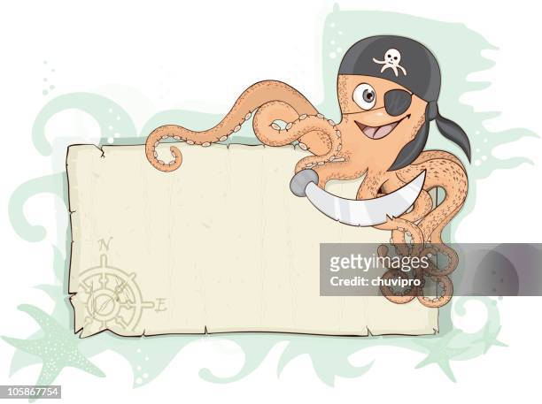ilustraciones, imágenes clip art, dibujos animados e iconos de stock de pulpo jolly pirata fondo - pirate criminal