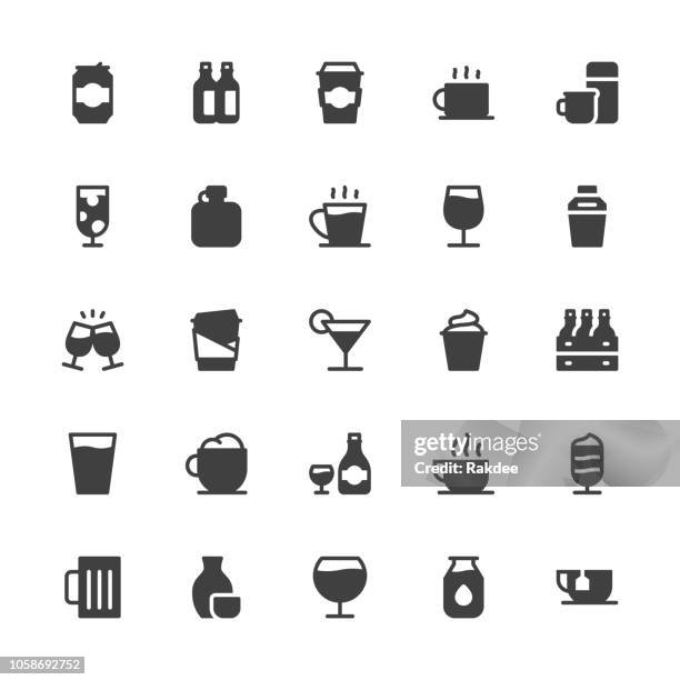 stockillustraties, clipart, cartoons en iconen met drink icons set 1 - serie grijs - tea can