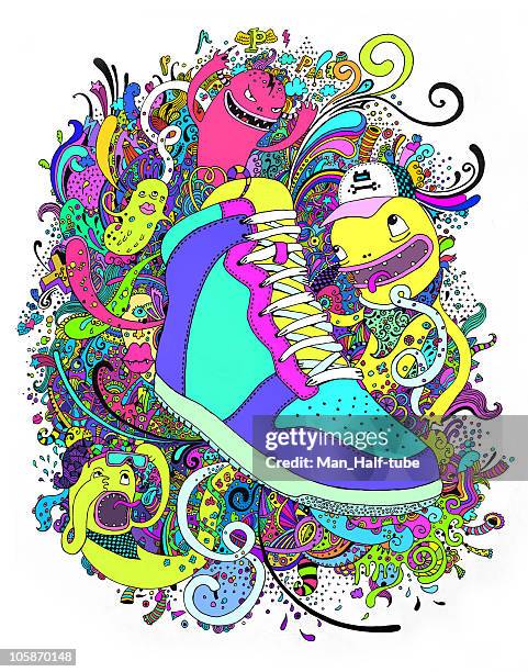 funny sneaker - canvas shoe stock illustrations