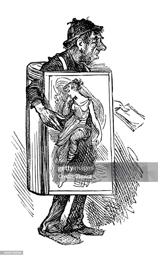 British London satire caricatures comics cartoon illustrations: Book man