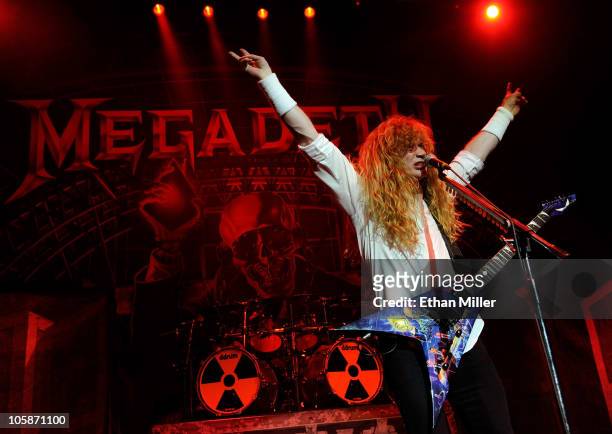 Megadeth frontman Dave Mustaine performs during the Jagermeister Fall Music Tour at The Pearl concert theater at the Palms Casino Resort October 20,...