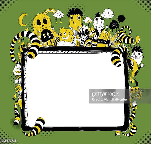 doodle frame - punk person stock illustrations