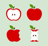 Red apples icons set