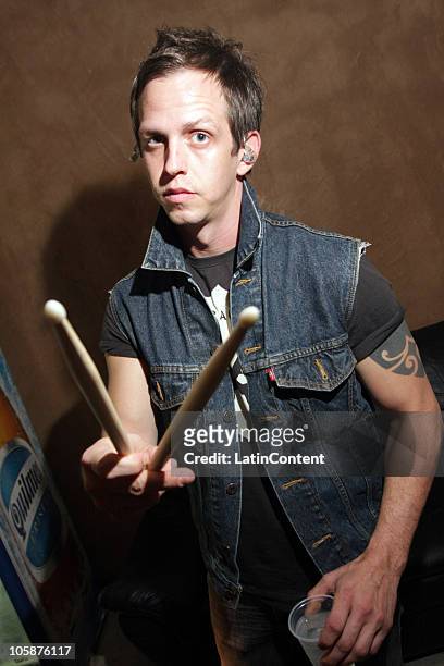 Randy Ebright of the Mexican band Molotov, poses for a photograph at the backstage before their concert at La Tratienda on October 20, 2010 in Buenos...