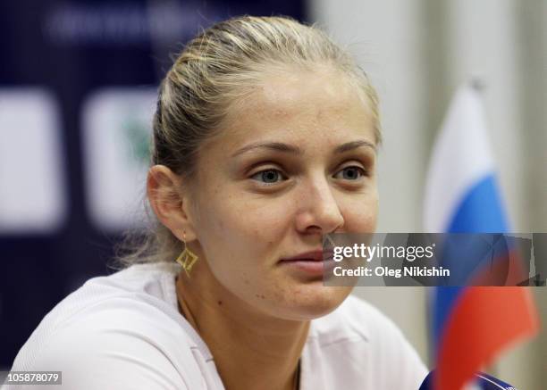 Anna Chakvetadze of Russia attends a press conference during the Kremlin Cup Tennis at the Olympic Stadium on October 21, 2010 in Moscow, Russia.