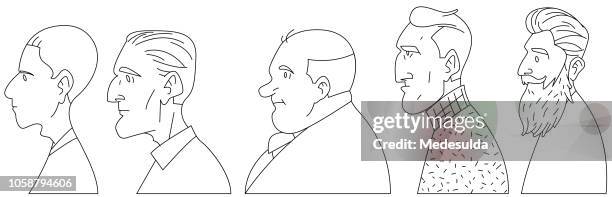 man avatar vector sketch - beard isolated stock illustrations