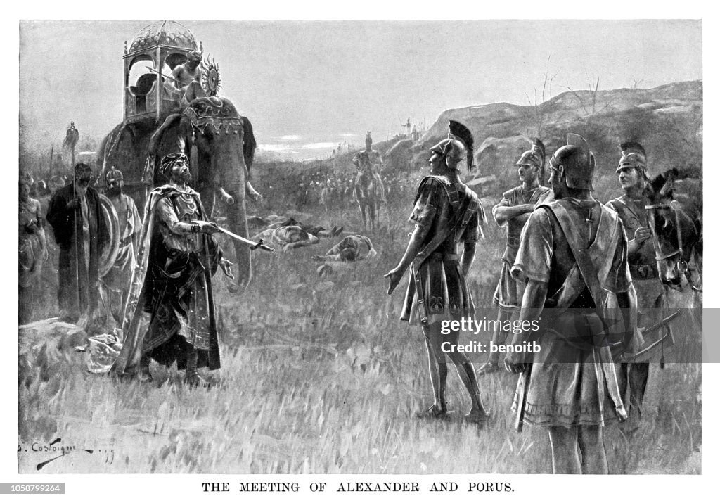 Treffen von Alexander der große und König Porus