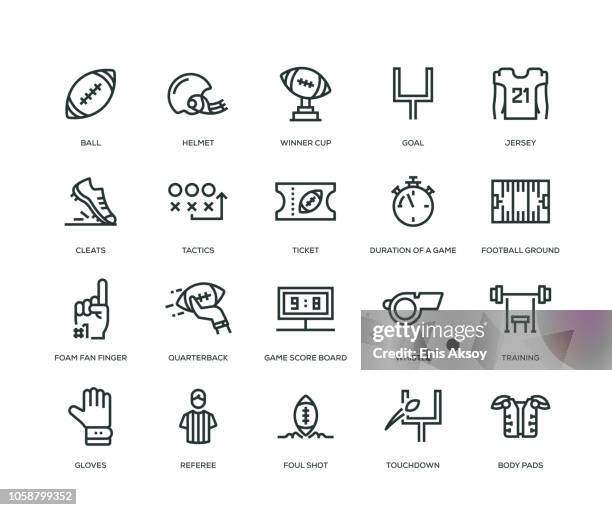 stockillustraties, clipart, cartoons en iconen met american football icons - line serie - american football referee