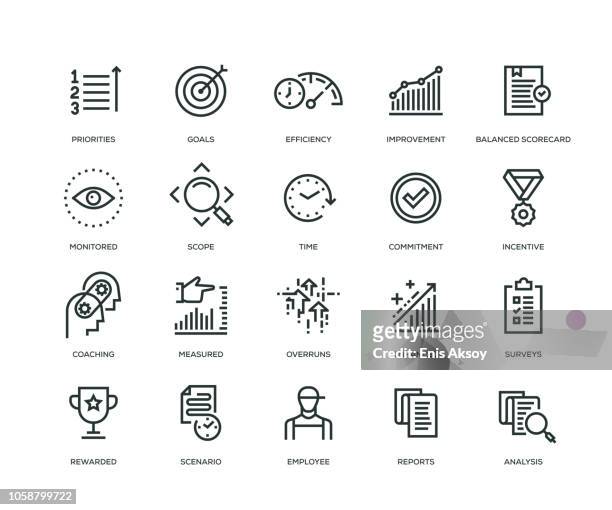 performance management icons - line serie - aufführung stock-grafiken, -clipart, -cartoons und -symbole