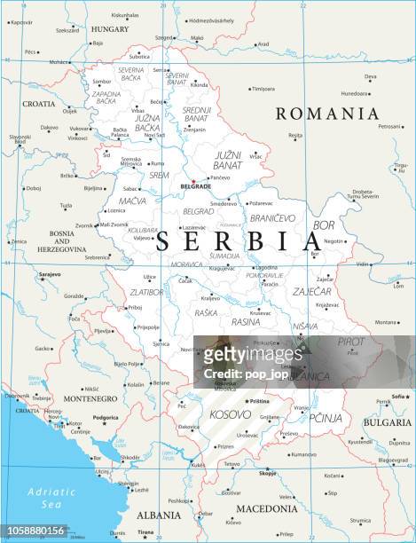 map of serbia - vector - croatia serbia stock illustrations