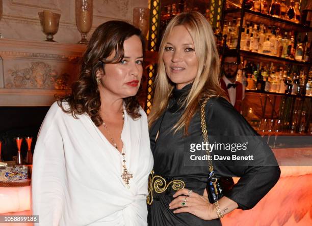 Jade Jagger and Kate Moss attend the Annabel's Art Auction fundraiser in aid of Teenage Cancer Trust & Teen Cancer America at Annabel's on November...