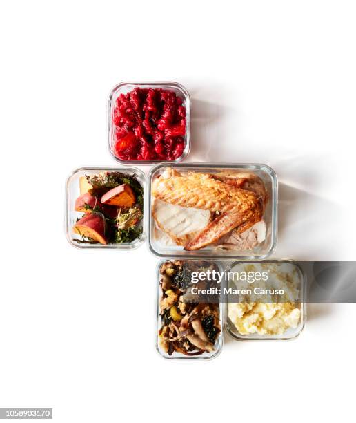 thanksgiving leftovers in containers - thanksgiving leftovers 個照片及圖片檔