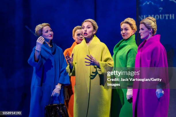 Cast members, from left, Icelandic soprano Disella Larusdottir , American soprano Deanna Breiwick , and mezzo-sopranos Isabel Leonard , Peabody...