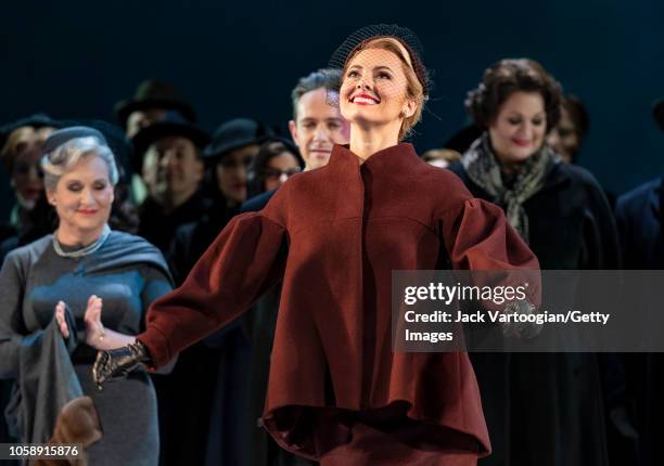 Along with the company, American mezzo-soprano Isabel Leonard performs at the final dress rehearsal prior to the US premiere of the Metropolitan...