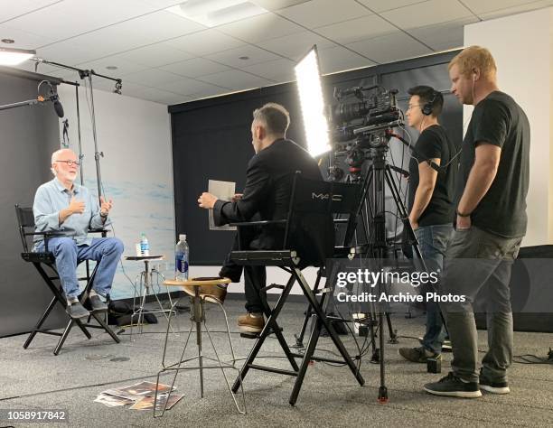 Photographer David Hume Kennerly is interviewed by Director of Archive Bob Ahern at Getty Images Los Angeles Office on October 24, 2018.