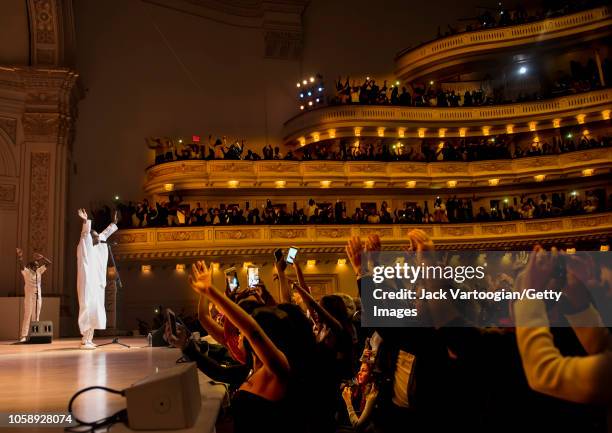 Senegalese singer and composer Youssou N'Dour performs with his band, le Super Etoile de Dakar, at Carnegie Hall, New York, New York, October 20,...