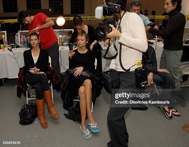 Backstage atmosphere during Olympus Fashion Week Fall 2006 - Narciso Rodriguez - Front Row and Backstage at Bryant Park in New York City, New York,...