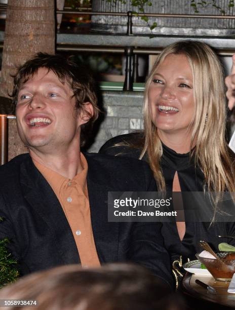 Count Nikolai von Bismarck and Kate Moss attend the Annabel's Art Auction fundraiser in aid of Teenage Cancer Trust & Teen Cancer America at...