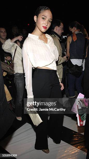 Naima Mora during Olympus Fashion Week Fall 2006 - Heatherette - Backstage and Front Row at Bryant Park in New York City, New York, United States.