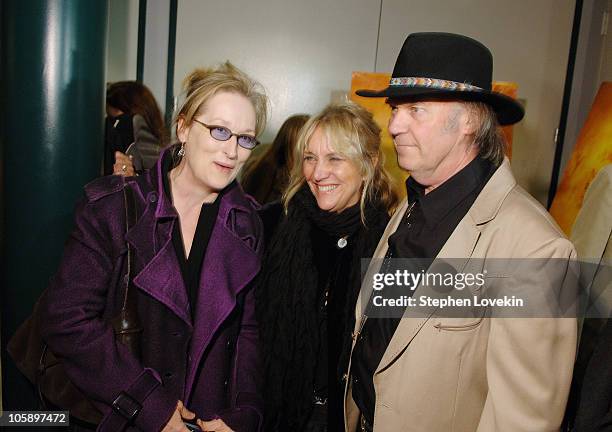 Meryl Streep, Pegi Young, and Neil Young during New York Special Screening of "Neil Young: Heart of Gold" at Walter Reade Theatre at Lincoln Center...