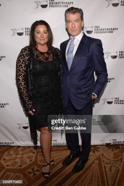 Journalist Keely Shaye Smith and actor Pierce Brosnan attend the 2018 Innovation Gala where Chemotherapy Foundation honors Actor, Producer and...