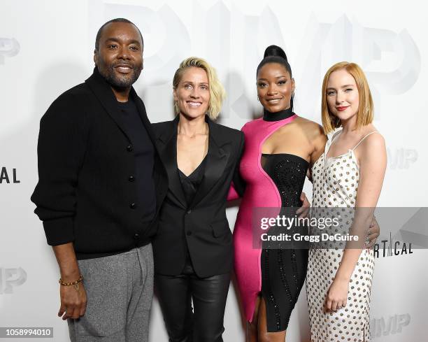 Lee Daniels, Christine Crokos, Keke Palmer, and Haley Ramm attend the Premiere Of Vertical Entertainment's "Pimp" at Pacific Theatres at The Grove on...