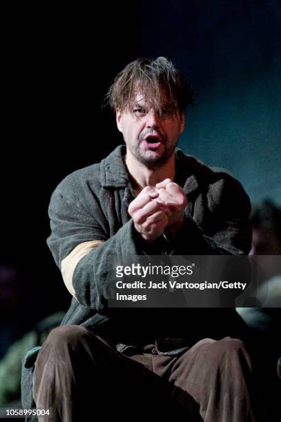 Swedish baritone Peter Mattei performs at the final dress rehearsal prior to the premiere of the new Metropolitan Opera/Patrice Chereau production of...