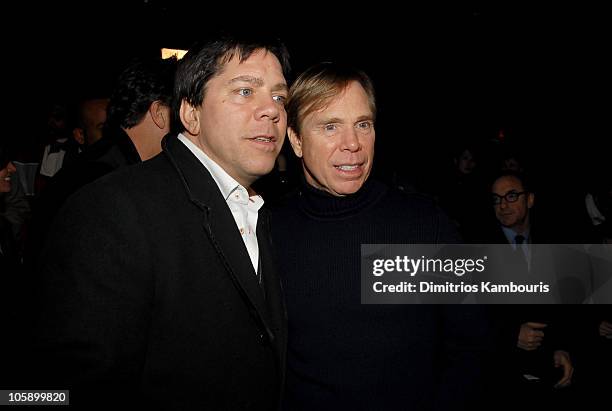 Andy Hilfiger and Tommy Hilfiger during Olympus Fashion Week Fall 2006 - Karl Lagerfeld - Front Row and Backstage at 547 W 26th Street in New York...