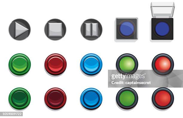 vector illustration of various 3d buttons and lights - arcade stock illustrations