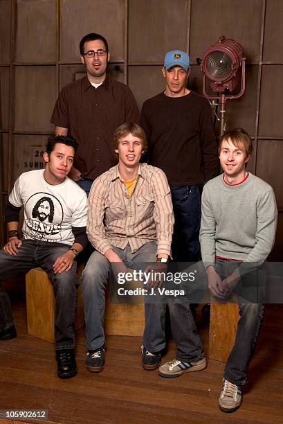 Efren Ramirez, Jared Hess, director, Jon Heder, Jon Gries and Aaran Ruell