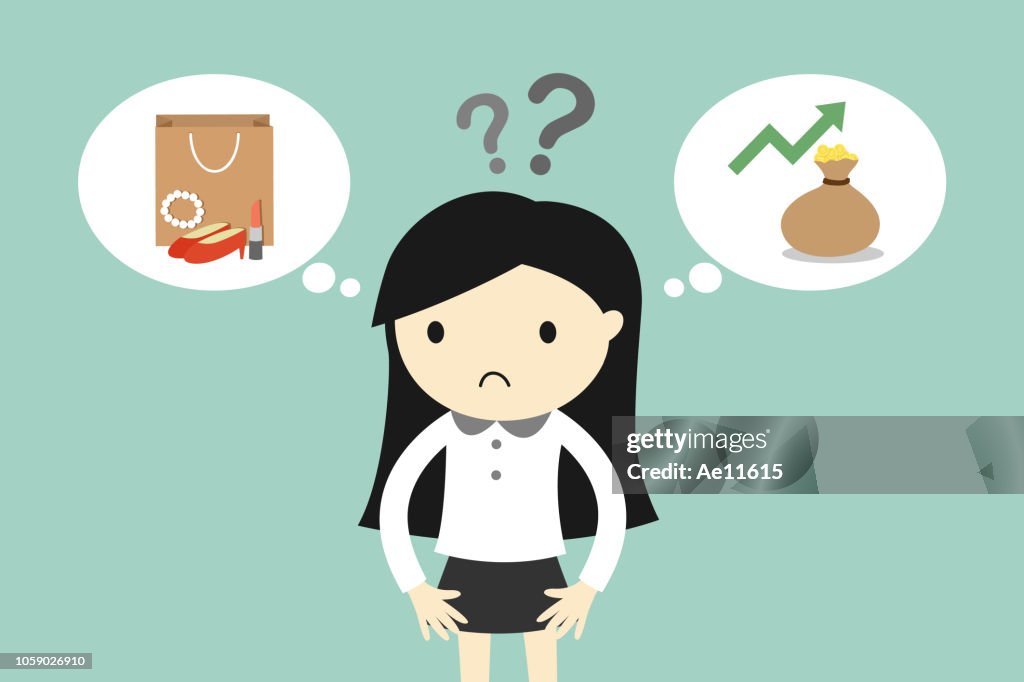 Stuck In Between Woman Feels Stuck Between Two Choices High-Res Vector Graphic - Getty ...