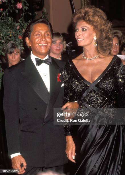 Valentino and Sophia Loren during "Valentino : Thirty Years of Magic" Gala Retrospective at 67th Street Armory in New York City, New York, United...