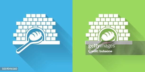 baking bread icon with long shadow - making bread stock illustrations