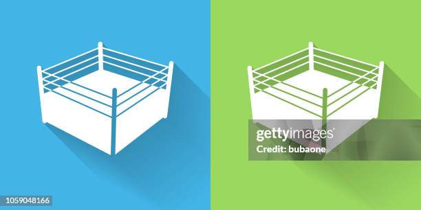 boxing ring icon with long shadow - fighting ring stock illustrations