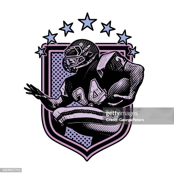 american football player running. flat design - 2018 yankee logo stock illustrations