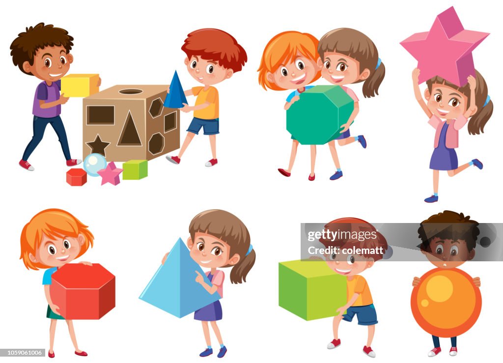 Children Animation Math Geometry Children With Math Shape High-Res Vector Graphic - Getty Images