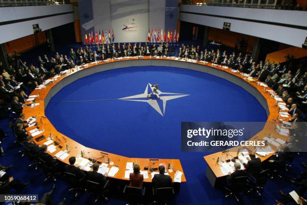 General view of the Prague NATO Summit, 21 November 2002 at Prague's Congress Center. NATO leaders agreed the organisation's biggest ever...