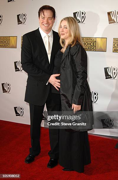 Brendan Fraser and wife Afton Smith during 11th Annual Critics' Choice Awards - Arrivals at Santa Monica Civic Auditorium in Santa Monica,...