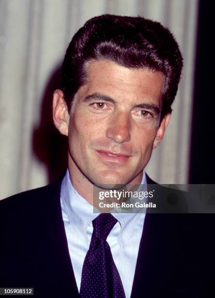 John F. Kennedy Jr. During Press Conference For New Magazine "George" at Federal Hall in New York City, New York, United States.