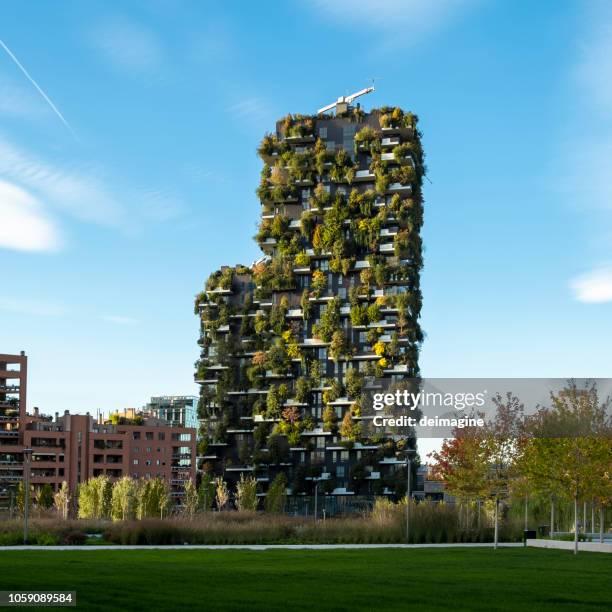 bosco verticale, milan, italy. - vertical forest stock pictures, royalty-free photos & images