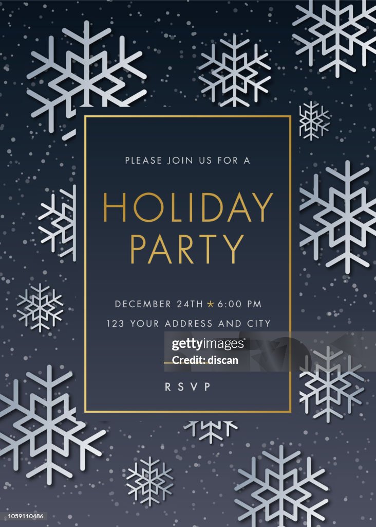 Holiday Party invitation with Snowflake