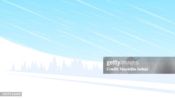 snow fall vector background with forest area - icicle lights stock illustrations