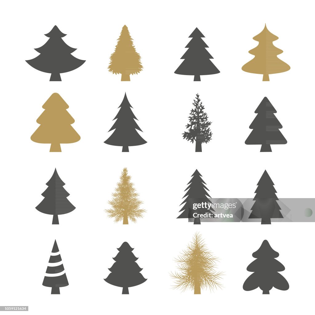 Christmas trees vector set