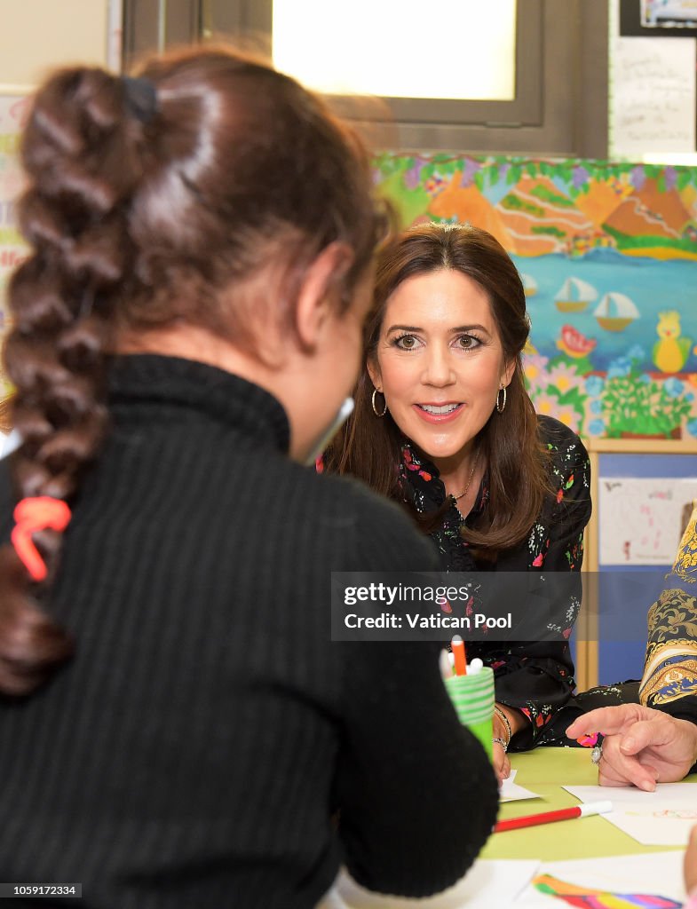 Crown Princess Mary and Crown Prince Frederik Of Denmark Visit "Bambin Gesu" Pediatric Hospital