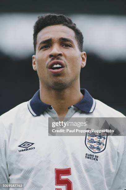 English professional footballer Des Walker, defender with Nottingham Forest, posed prior to playing for the England national team against France in...