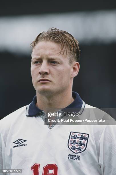 English professional footballer David Batty, midfielder with Leeds United, posed prior to playing for the England national team against France in...