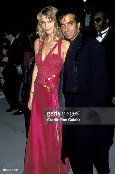 Claudia Schiffer and David Copperfield during 1994 Vanity Fair Oscar Party - Arrivals at Morton's Restaurant in West Hollywood, California, United...