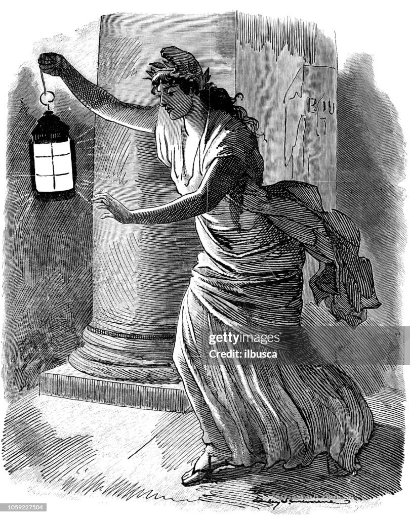 British London satire caricatures comics cartoon illustrations: Madame Diogenes